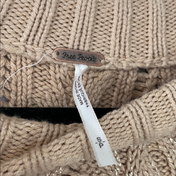 Small FREE PEOPLE Gold Sweater Good As Gold Dress - Picture 3 of 5